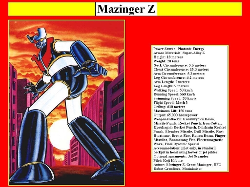 Mazinger Z Data